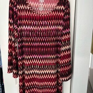 Rock 47 by Wrangler Women's Long Sleeve Dress - Red and Pink Zigzag